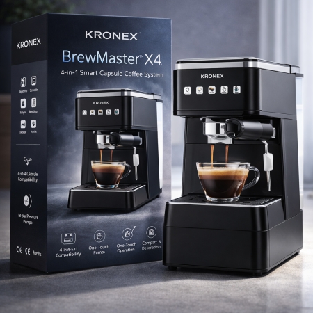 Kronex BrewMaster™ X4 | 4-in-1 Capsule Coffee Machine